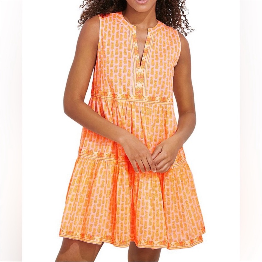 NWOT Vineyard Vines Pineapple Print Tiered Dress S